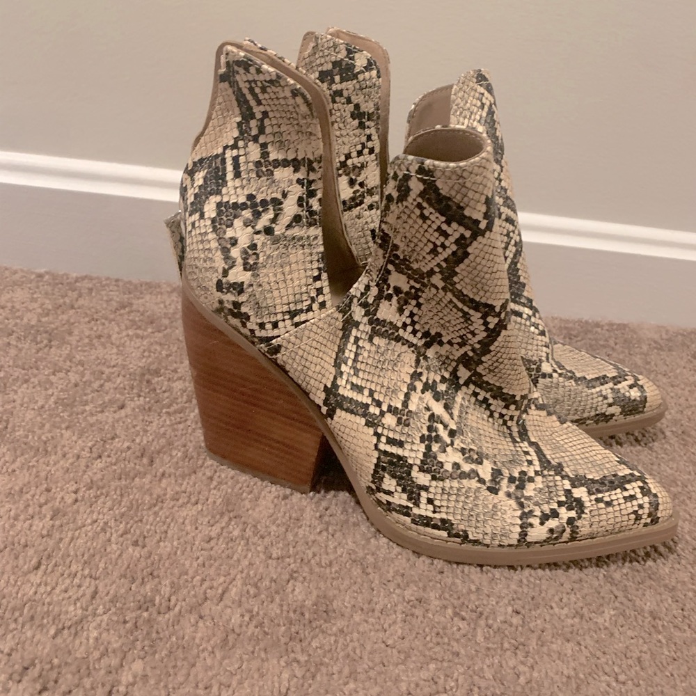 Western style snakeskin booties